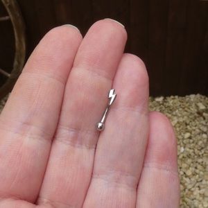 Surgical steel lightning bolt rook earring